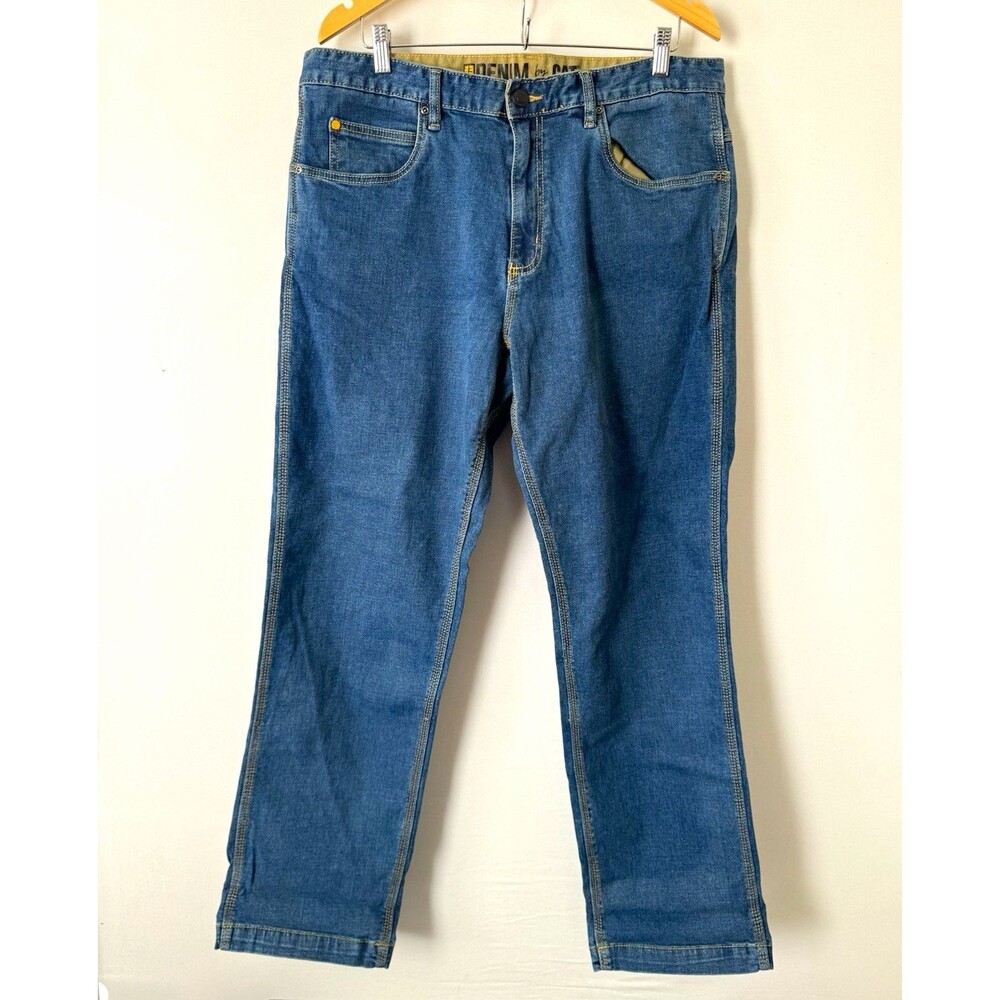 Caterpillar Men’s Straight Blue Denim Jeans Stretch Mid Rise 5-Pocket Workwear
